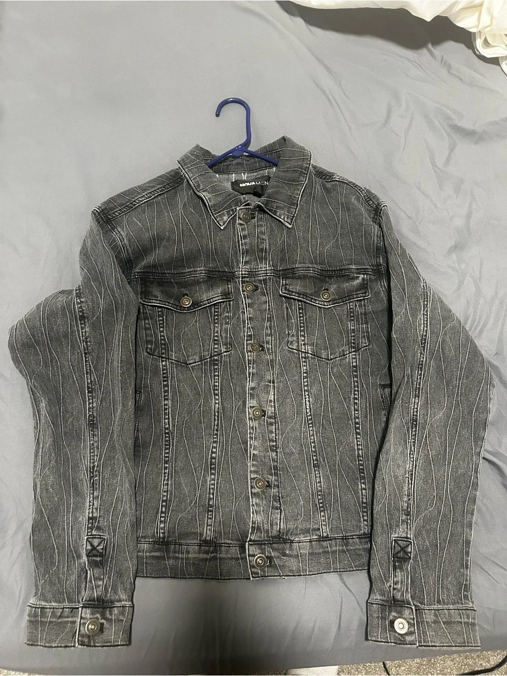 Banana Republic Men's Black Washed Pinstripe Denim Jacket